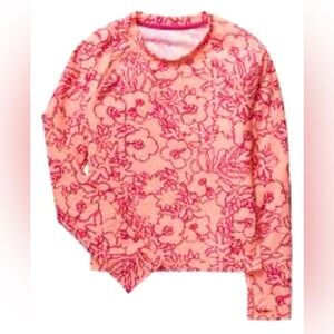 Athleta Girl Long Sleeve Rashguard Swim Top Pink Thumb holes Girls size 16 (XXL)